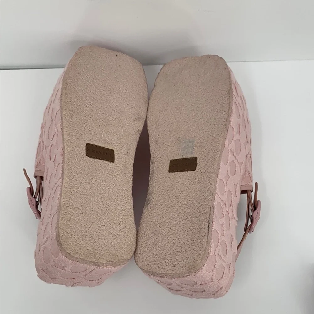 Coach Noelle platform sandal pink signature CC terry cloth back strap shoe 7.5